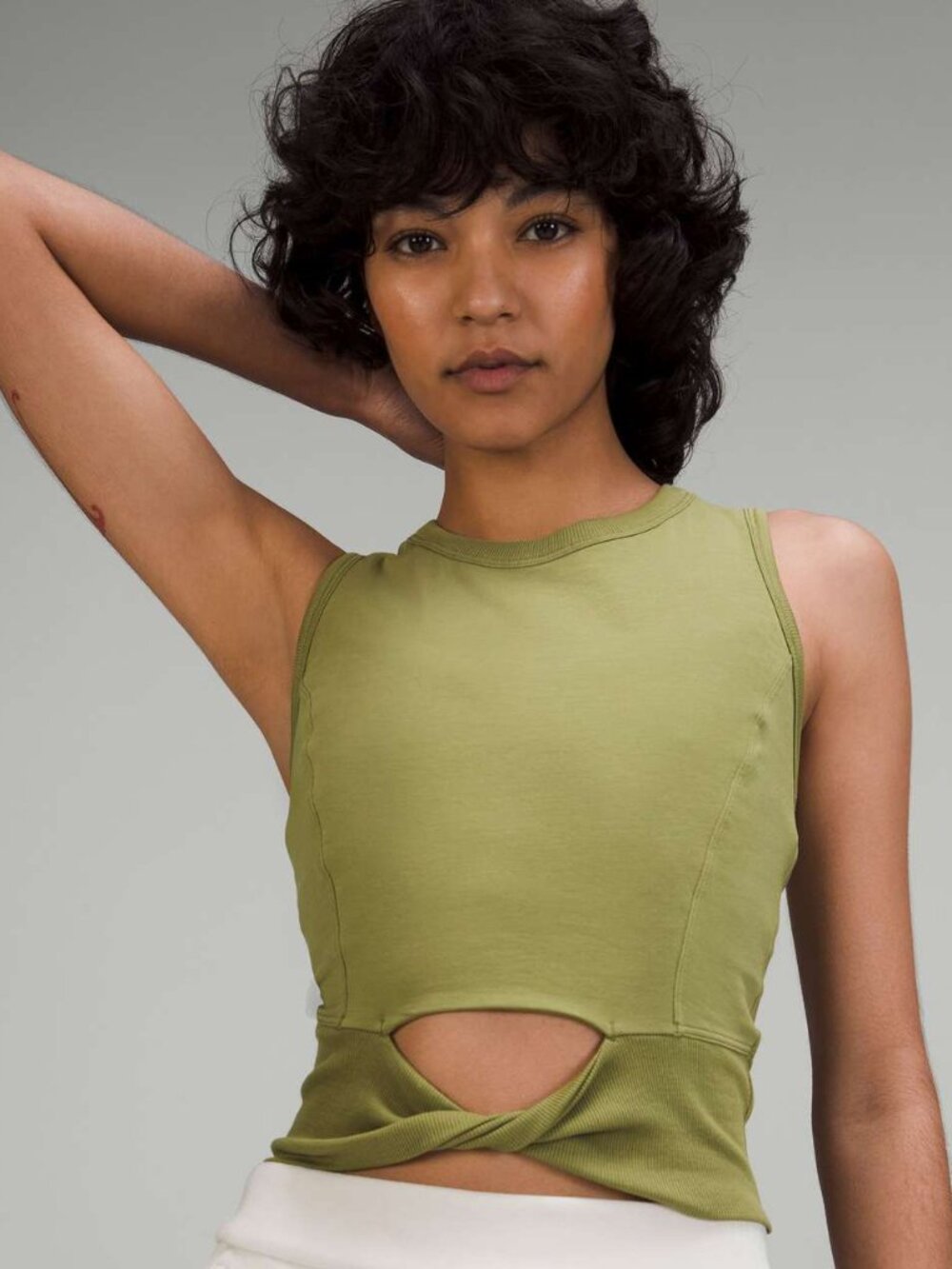 Lululemon Women's Cropped Cotton Ribbed-Band Tank Top - Green